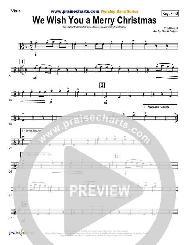 We Wish You A Merry Christmas Viola (Traditional Carol / PraiseCharts)