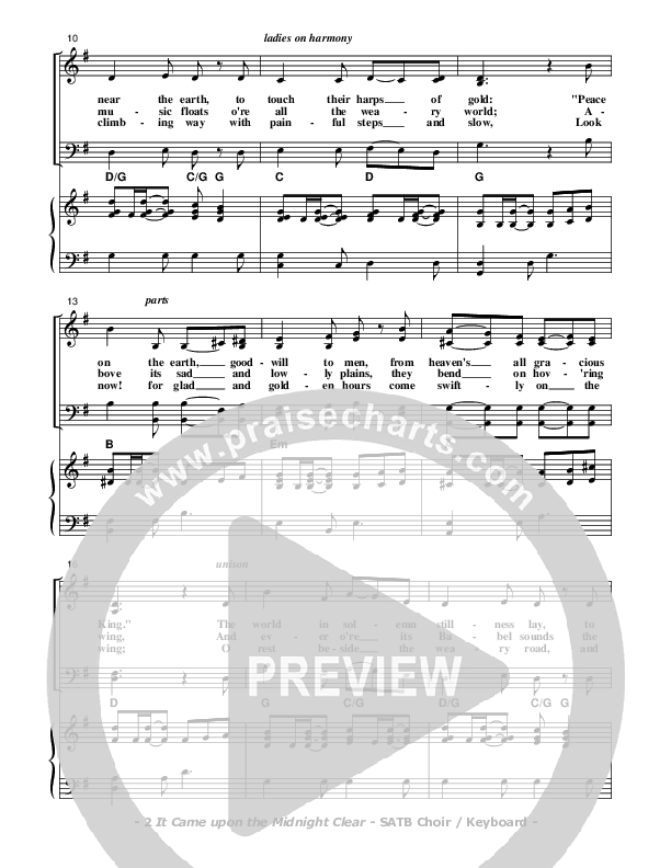 It Came Upon The Midnight Clear Choir Vocals (SATB) (Don Chapman)