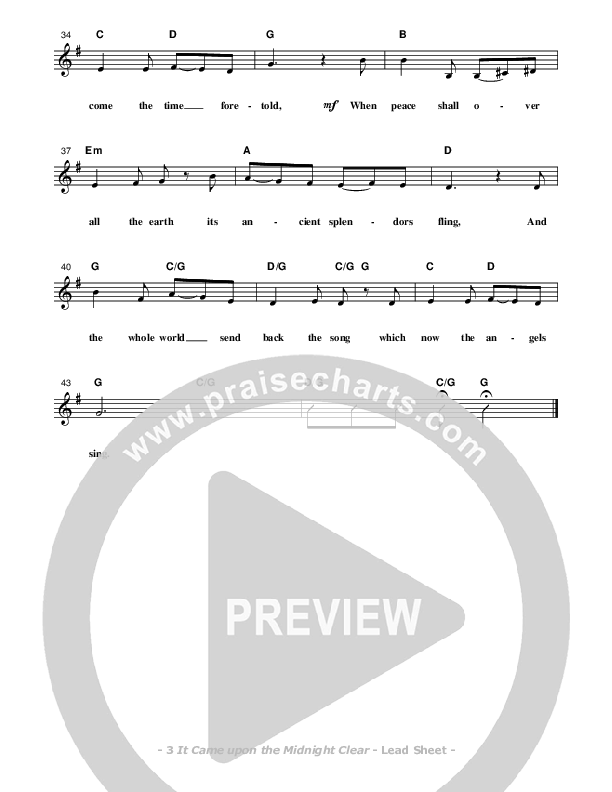It Came Upon The Midnight Clear Lead Sheet (Don Chapman)