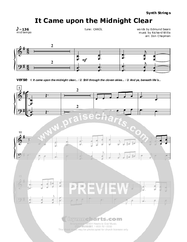 It Came Upon The Midnight Clear Synth Strings (Don Chapman)