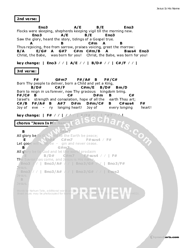 Jesus Is His Name Chord Chart (Don Chapman)
