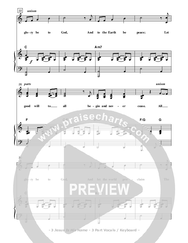 Jesus Is His Name Piano/Vocal (SAT) (Don Chapman)