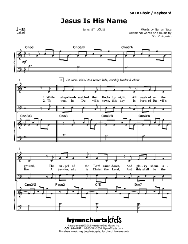 Jesus Is His Name Piano/Vocal (SATB) (Don Chapman)