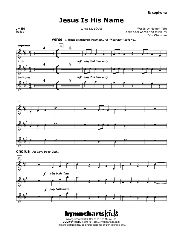 Jesus Is His Name Saxophone (Don Chapman)