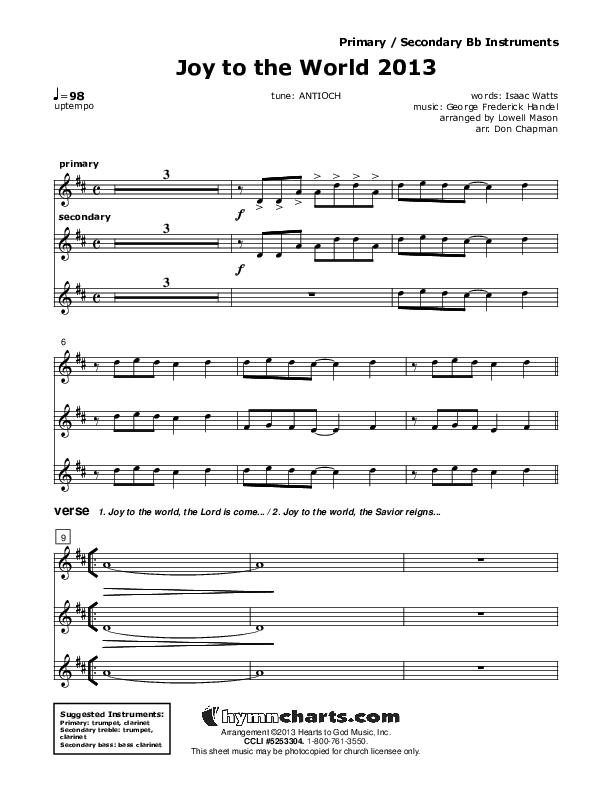 Joy To The World 2013 Bb Instruments (Don Chapman)