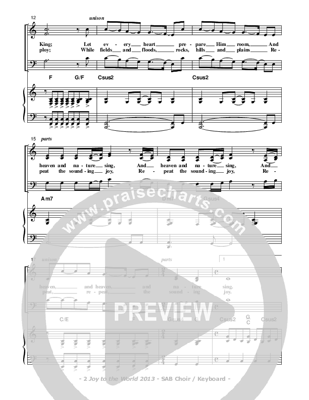 Joy To The World 2013 Choir Sheet (Don Chapman)
