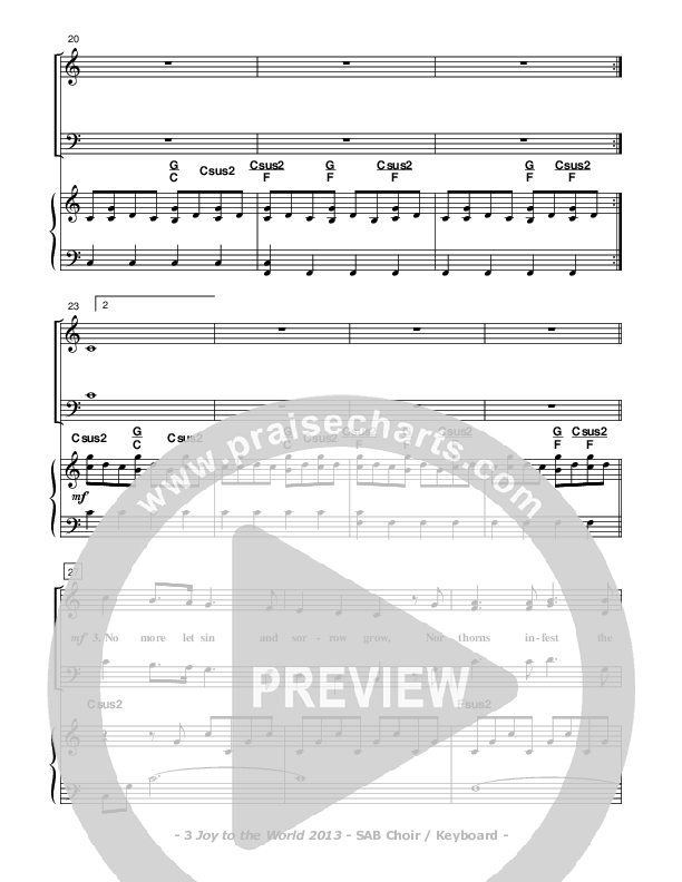 Joy To The World 2013 Choir Sheet (Don Chapman)