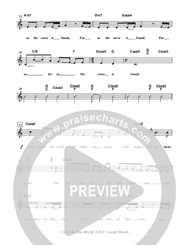 Joy To The World 2013 Lead Sheet (Don Chapman)