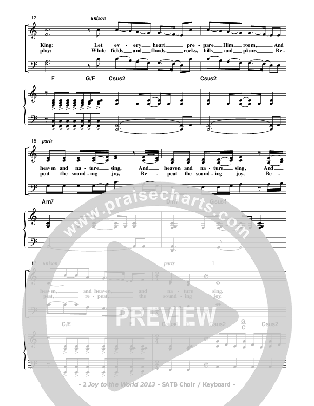 Joy To The World 2013 Piano/Vocal (SATB) (Don Chapman)