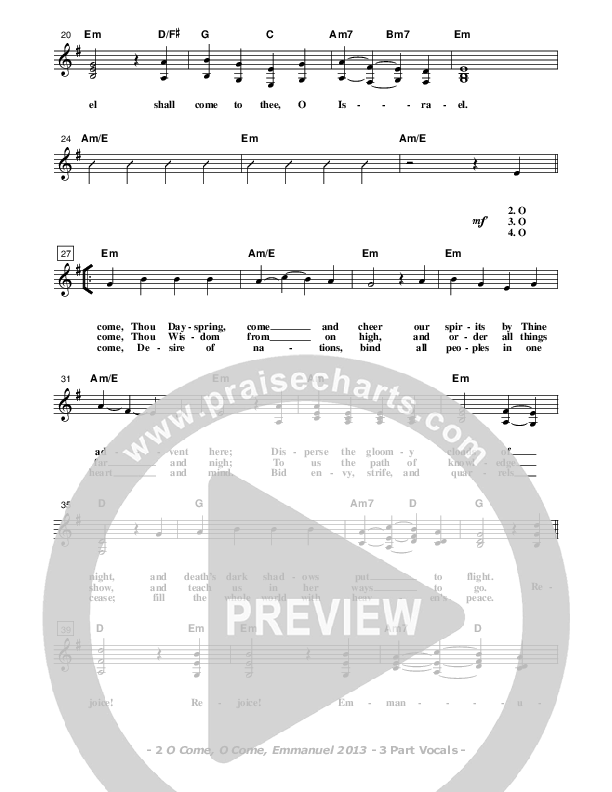 O Come O Come Emmanuel 2013 Choir Sheet (Don Chapman)