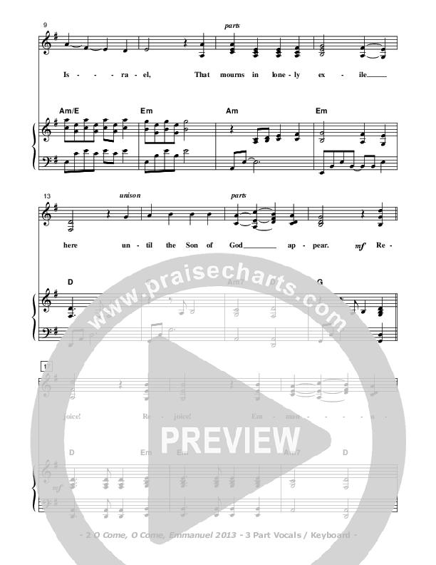 O Come O Come Emmanuel 2013 Piano/Vocal (SAT) (Don Chapman)