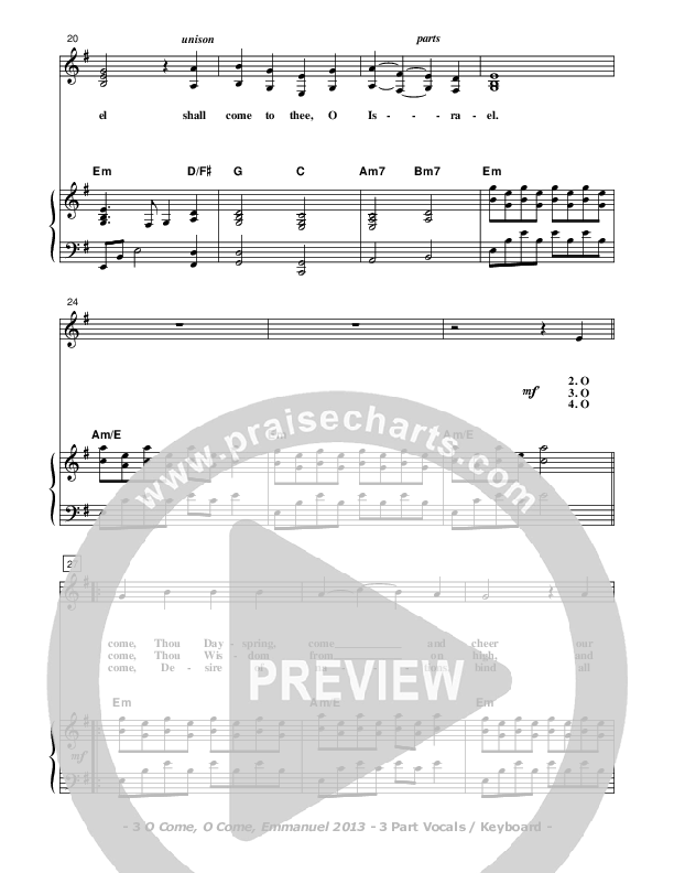O Come O Come Emmanuel 2013 Piano/Vocal (SAT) (Don Chapman)