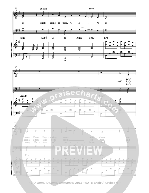 O Come O Come Emmanuel 2013 Piano/Vocal (SATB) (Don Chapman)