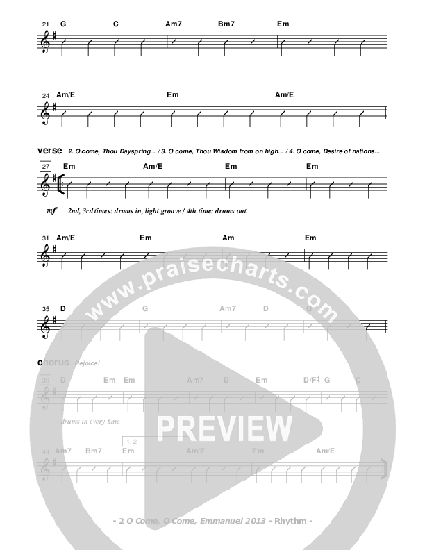 O Come O Come Emmanuel 2013 Rhythm Chart (Don Chapman)