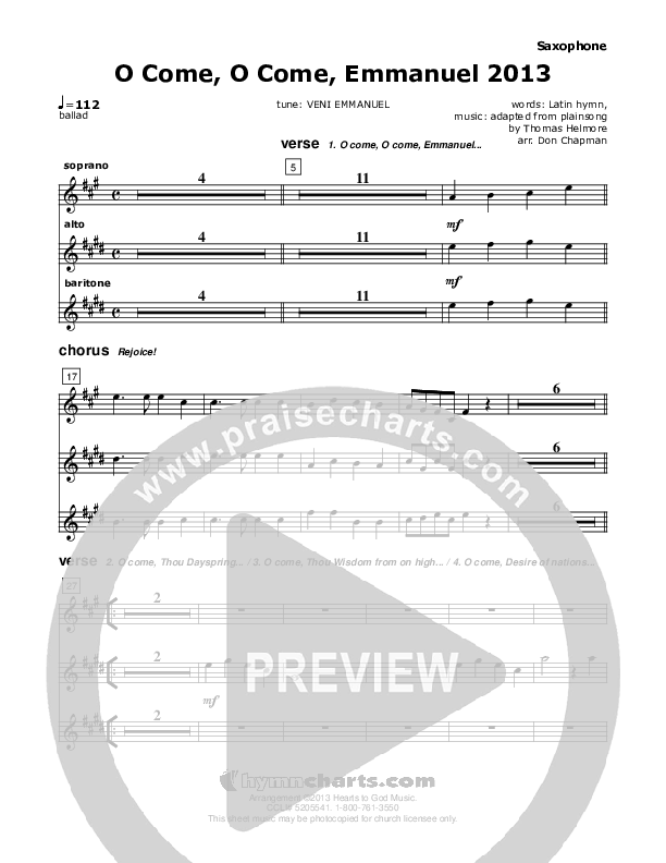 O Come O Come Emmanuel 2013 Saxophone (Don Chapman)