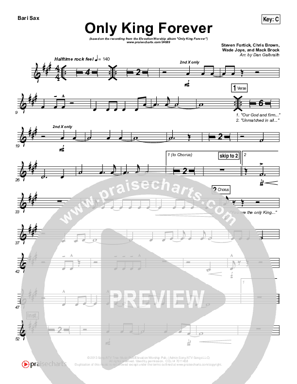 Only King Forever Bari Sax (Elevation Worship)