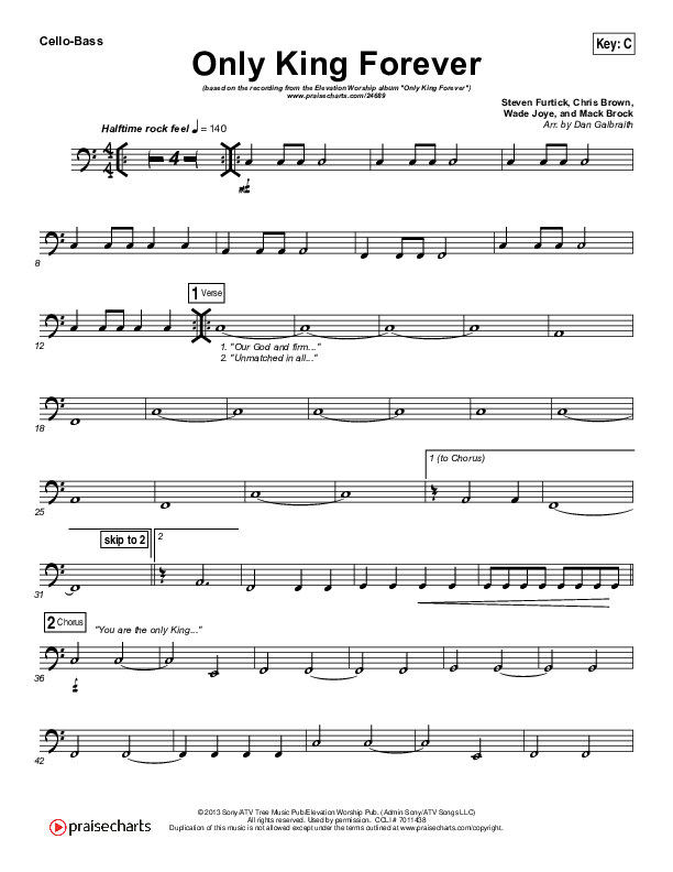 Only King Forever Cello/Bass (Elevation Worship)