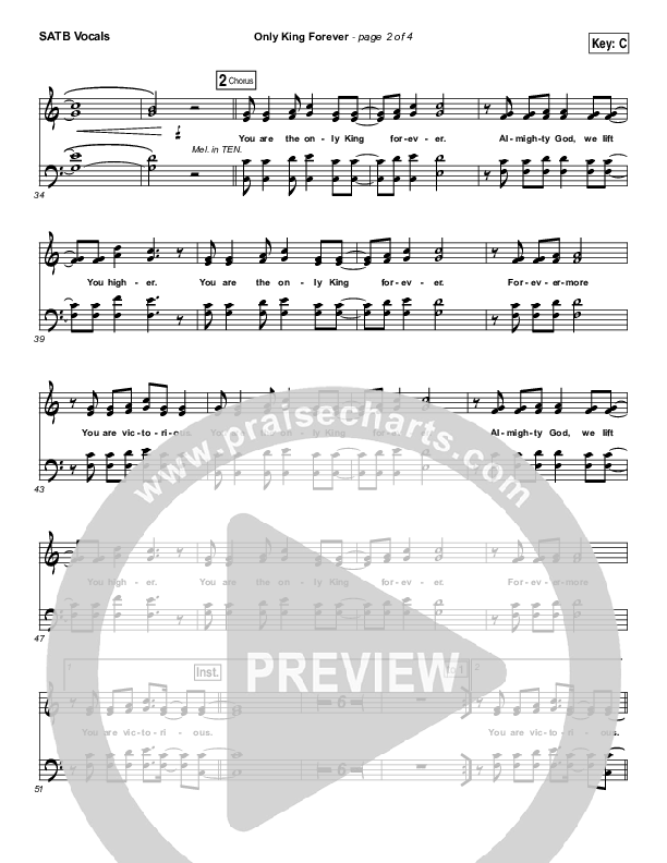 Only King Forever Choir Sheet (SATB) (Elevation Worship)