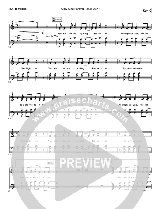 Only King Forever Choir Vocals (SATB) (Elevation Worship)