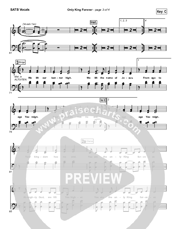 Only King Forever Choir Vocals (SATB) (Elevation Worship)
