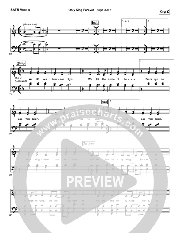 Only King Forever Choir Sheet (SATB) (Elevation Worship)