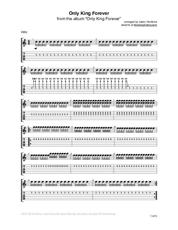 Only King Forever Guitar Tab (Elevation Worship)