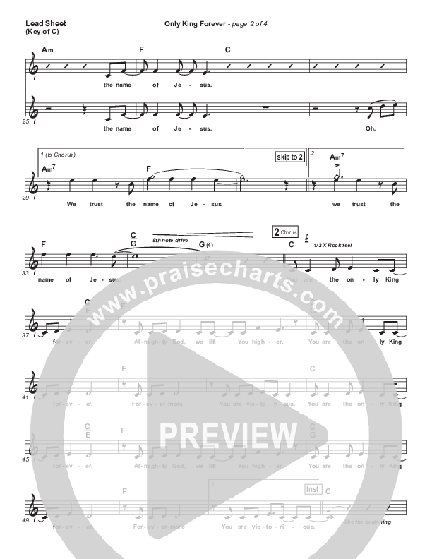 Only King Forever Lead Sheet (Melody) (Elevation Worship)