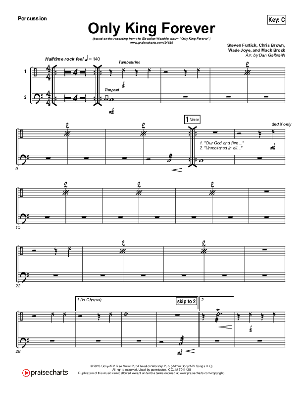 Only King Forever Percussion (Elevation Worship)