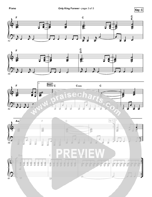 Only King Forever Piano Sheet (Elevation Worship)