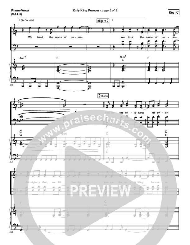 Only King Forever Piano/Vocal (SATB) (Elevation Worship)