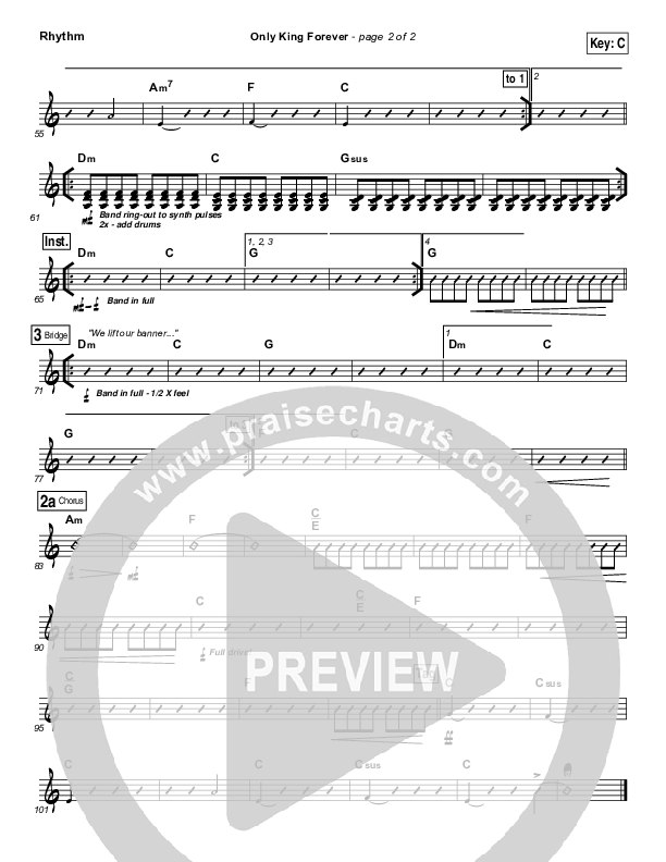 Only King Forever Rhythm Chart (Elevation Worship)