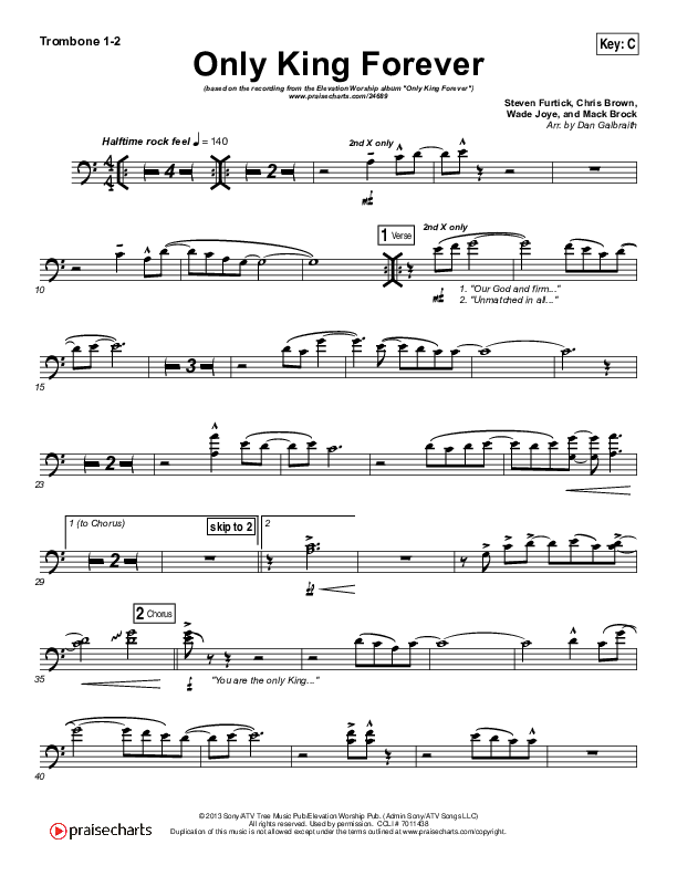 Only King Forever Trombone 1,2 (Elevation Worship)