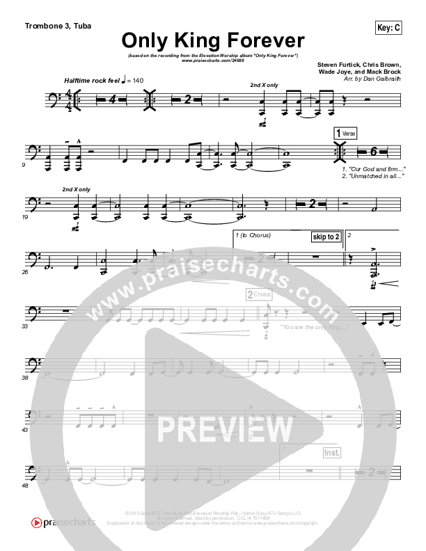 Only King Forever Trombone 3/Tuba (Elevation Worship)