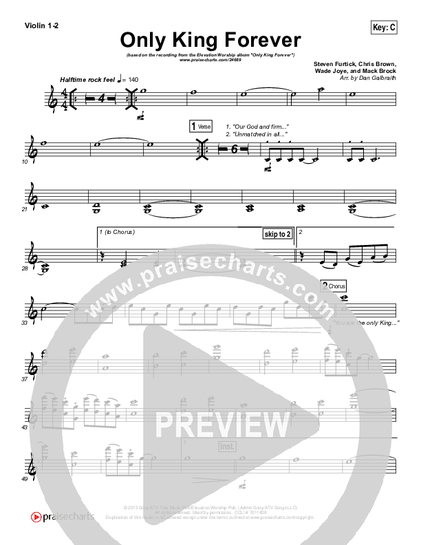 Only King Forever Violin 1,2 (Elevation Worship)