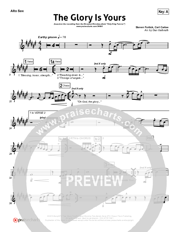 The Glory Is Yours Alto Sax (Elevation Worship)