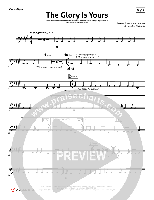 The Glory Is Yours Cello/Bass (Elevation Worship)