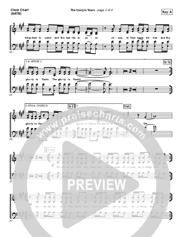 The Glory Is Yours Choir Sheet (SATB) (Elevation Worship)