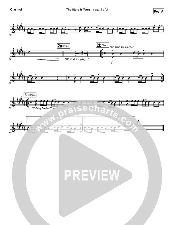 The Glory Is Yours Clarinet (Elevation Worship)