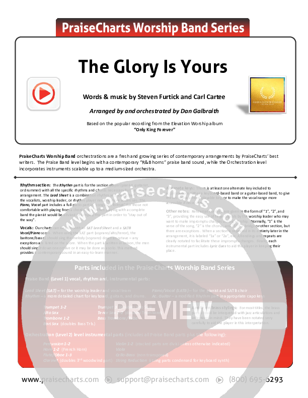 The Glory Is Yours Cover Sheet (Elevation Worship)
