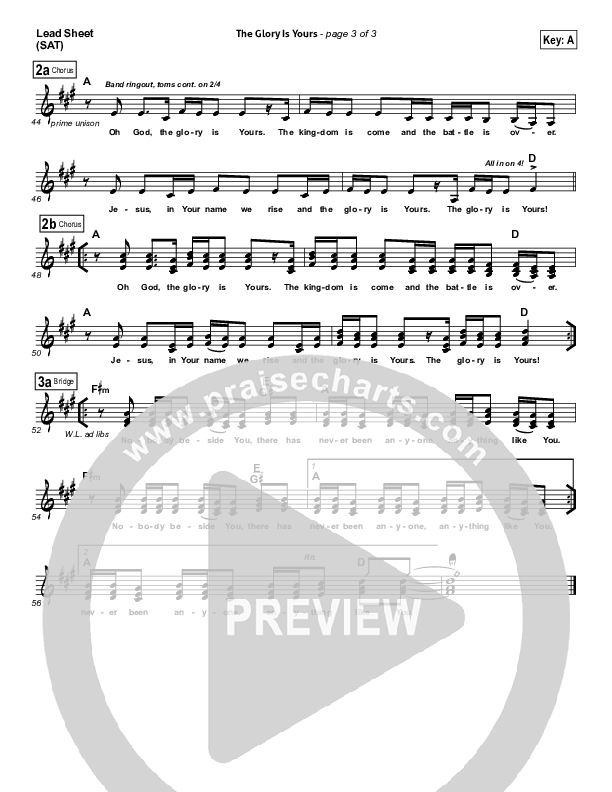 The Glory Is Yours Lead Sheet (SAT) (Elevation Worship)