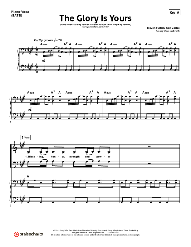 The Glory Is Yours Piano/Vocal (SATB) (Elevation Worship)