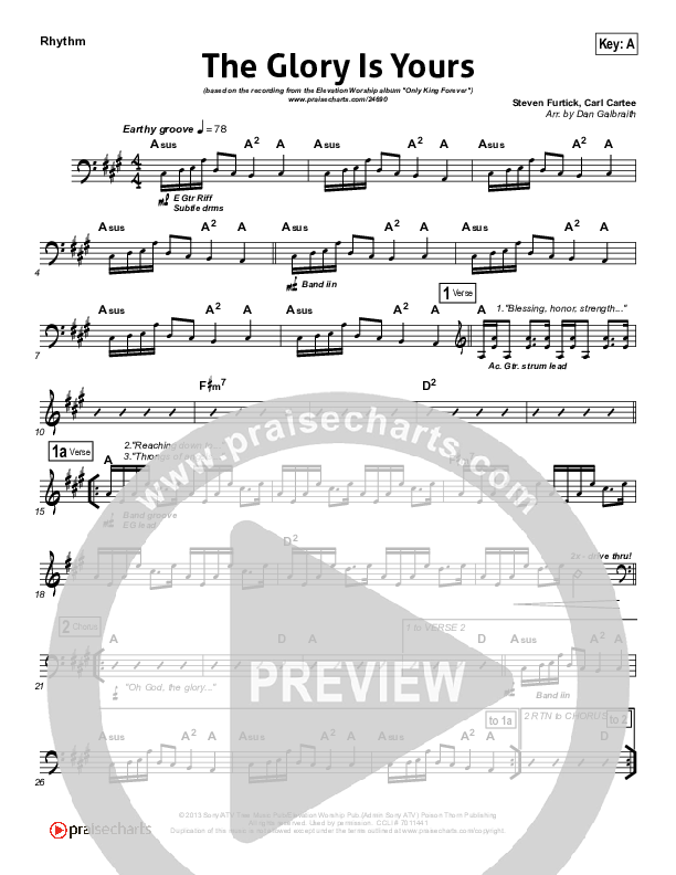 The Glory Is Yours Rhythm Chart (Elevation Worship)