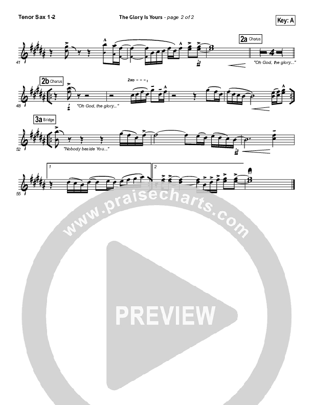 The Glory Is Yours Tenor Sax 1/2 (Elevation Worship)