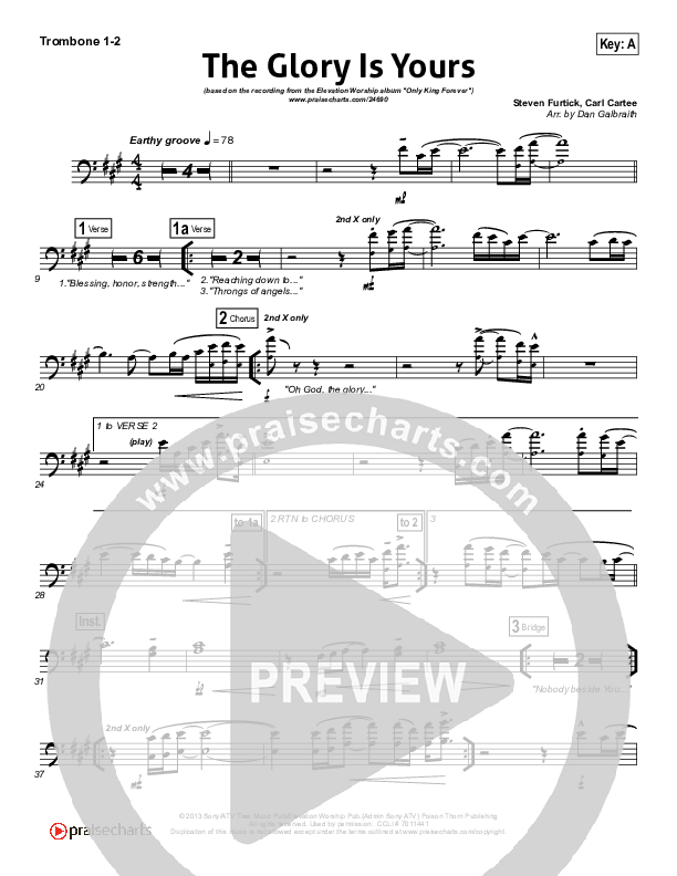 The Glory Is Yours Trombone 1/2 (Elevation Worship)