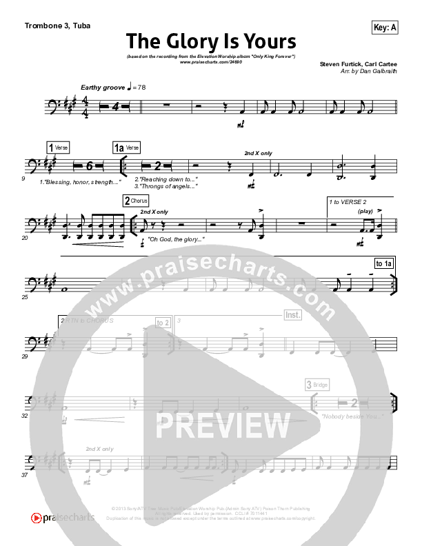 The Glory Is Yours Trombone 3/Tuba (Elevation Worship)