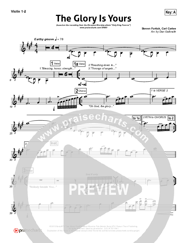 The Glory Is Yours Violin 1/2 (Elevation Worship)