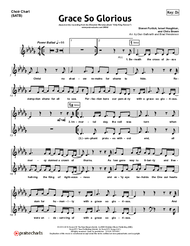 Grace So Glorious Choir Sheet (SATB) (Elevation Worship)