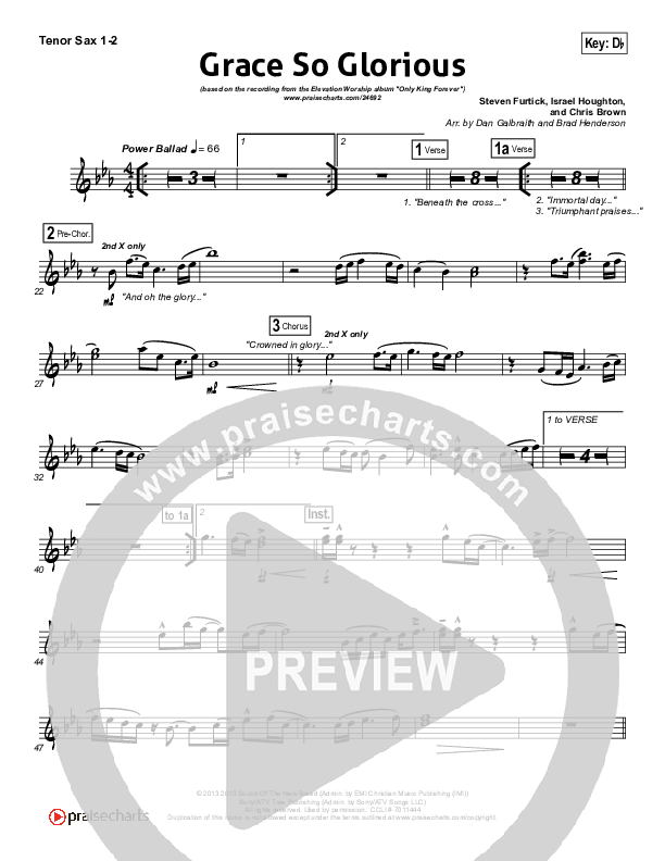 Grace So Glorious Tenor Sax 1/2 (Elevation Worship)