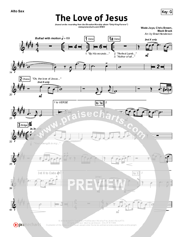 The Love Of Jesus Alto Sax (Elevation Worship)