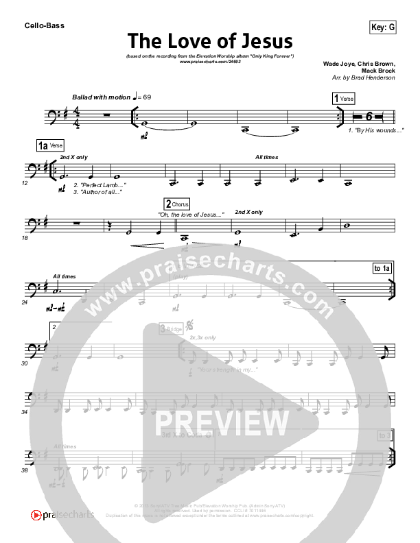 The Love Of Jesus Cello/Bass (Elevation Worship)